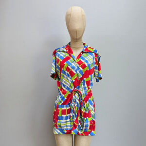 Accentuette Vintage Shirt, Red, Blue, Size Large